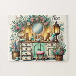 Vintage Spa Toalettbord Självomsorg Skåp Shabby Ch Pussel