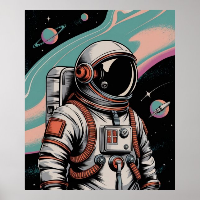 Vintage Space Astronaut Poster (Framsidan)