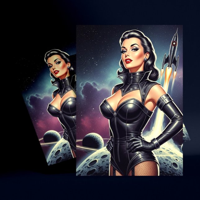 Vintage Space Pin-up Vykort (Skapare uppladdad)