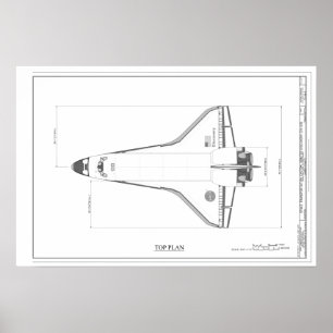 Vintage Space Shuttcovery-skiss Poster