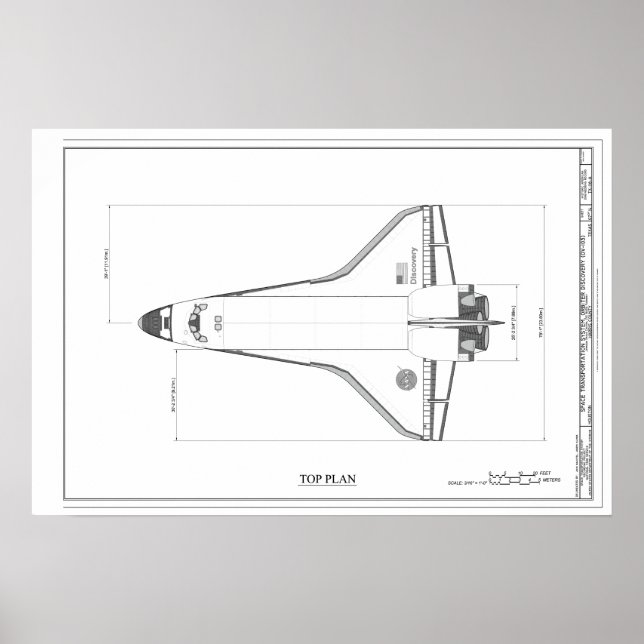 Vintage Space Shuttcovery-skiss Poster (Framsidan)