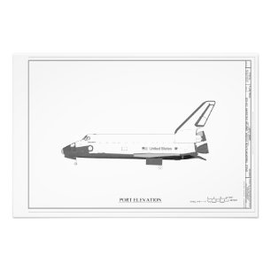 Vintage Space Shuttle Concept Technical Teckning P Fototryck