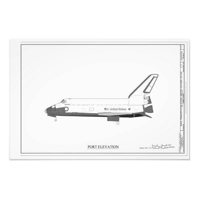 Vintage Space Shuttle Concept Technical Teckning P Fototryck (Framsidan)
