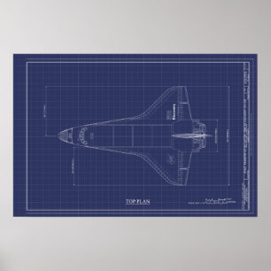 Vintage Space Shuttle Discovery Technical Teckning Poster