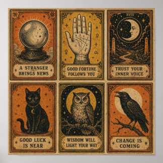 Vintage Spådoms Kort Halloween Ark Poster