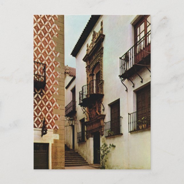 Vintage Spanien, Barcelona, Pueblo Espanol Vykort (Framsida)