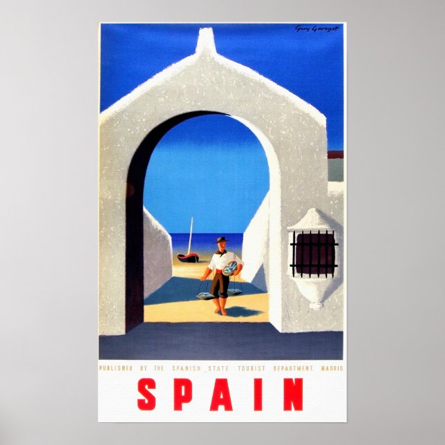 Vintage Spanien Fiskare Travel Poster (Framsidan)