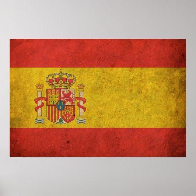 Vintage Spanien Flagga Poster (Framsidan)