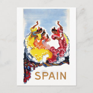 Vintage Spanien Flamenco Dancers Travel Poster Vykort