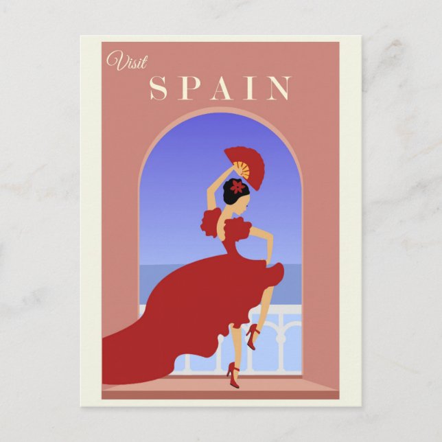 Vintage Spanien Flamenco Travel Vykort (Framsida)