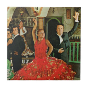 Vintage Spanien, flamencodansare Kakelplatta