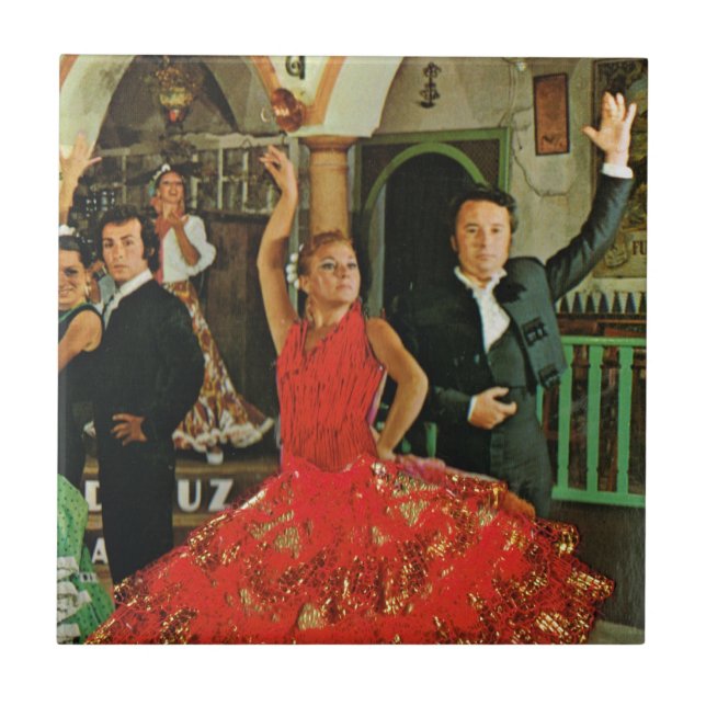 Vintage Spanien, flamencodansare Kakelplatta (Framsidan)