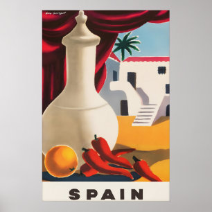 Vintage Spanien Resaaffisch Mediterran Stilleben Poster