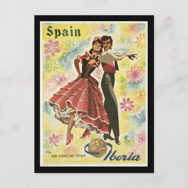 Vintage Spanien Travel Poster Vykort (Framsida)