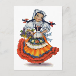 Vintage Spanska flickans traditionella klänning Po Vykort