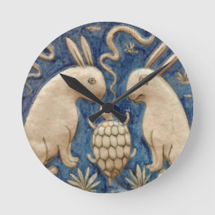 Vintage Spanska Tile Animal Rabbit Tortoise Blue Rund Klocka