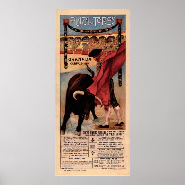 Vintage Spanska tjurfäktningsposter Poster (Framsidan)