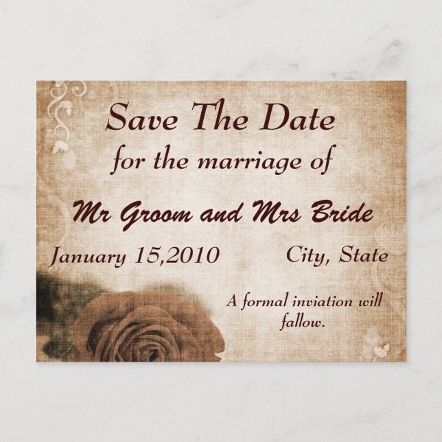 Vintage Spara Dagen Postkort Meddelande Vykort (Framsida)