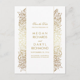 Vintage Spara datum - Guld babyns andningsfiligree Meddelande Vykort