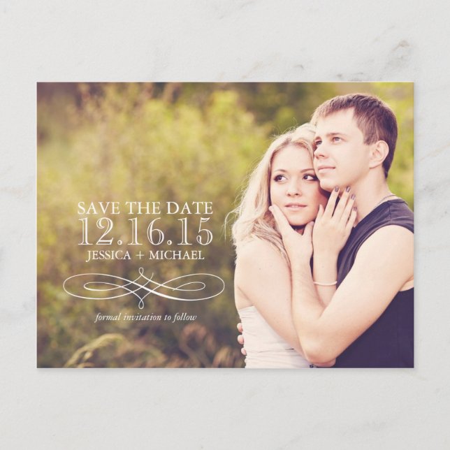 Vintage Spara datum meddelande Vykort (Framsida)