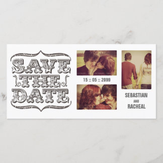 Vintage Spara datum typografi fotokort Datumet