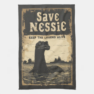 Vintage Spara Nessie Loch Ness Monster Kökshandduk
