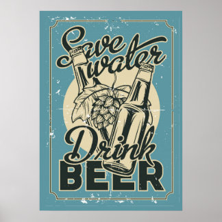 Vintage Spara Vatten Drink Beer ManCave Poster