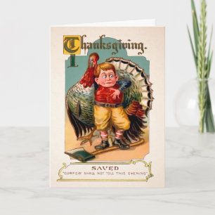 Vintage Sparade Turkiets Thanksgiving Card Helgkort