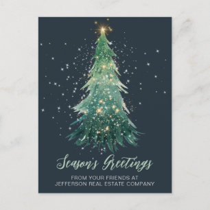 Vintage Sparkling Christmas Tree Company Business Helg Vykort