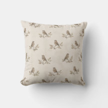 Vintage Sparrow Botanisk Kuddcover