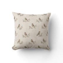 Vintage Sparrow Botanisk Kuddcover