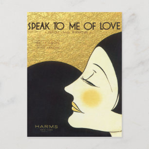 Vintage Speak to Me of Love 1930 Notmusikomslag Vykort