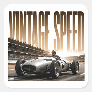 Vintage Speed Lyx Redaktionell Grafisk Fyrkantigt Klistermärke