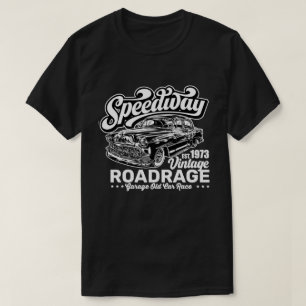 Vintage Speedway Klassisk Bil Race Vit Grafik T Shirt