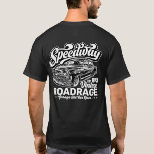 Vintage Speedway Klassisk Bil Race Vit Grafik T Shirt