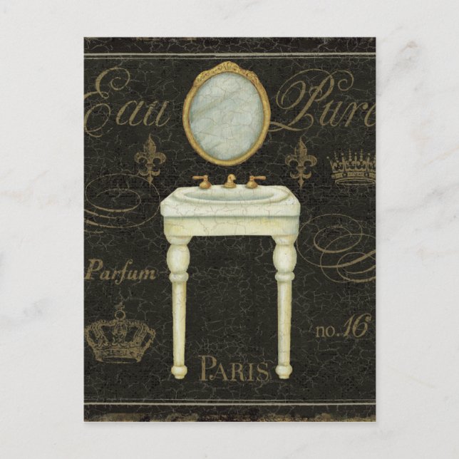 Vintage Spegel och Sink Vykort (Framsida)