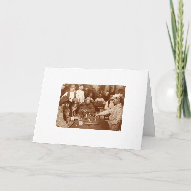 Vintage - Spel vid Saloon. Kort (Framsida)