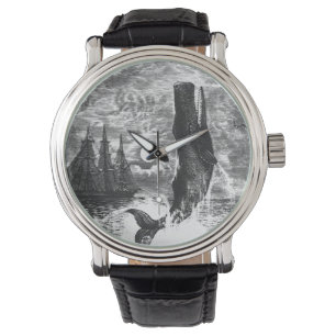 Vintage Sperm Whale Breaching, Marine Life Animals Armbandsur