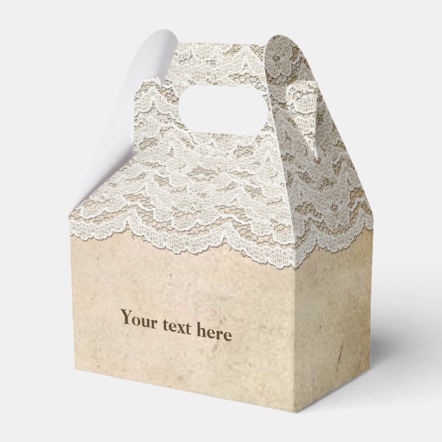 Vintage spets lantlig romantik presentförpackninga presentaskar (Framsidan Sidan)