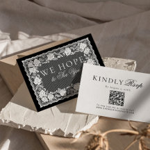 Vintage spets svart vit duk QR-kod RSVP