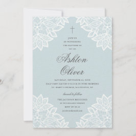 Vintage spetsblå religiöst dop & dop meddelande