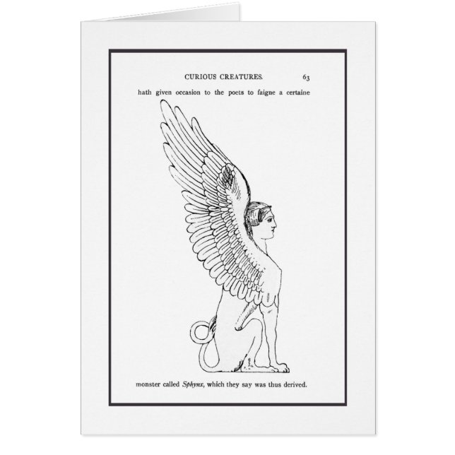 Vintage Sphinx-illustration Hälsningskort (Framsidan)