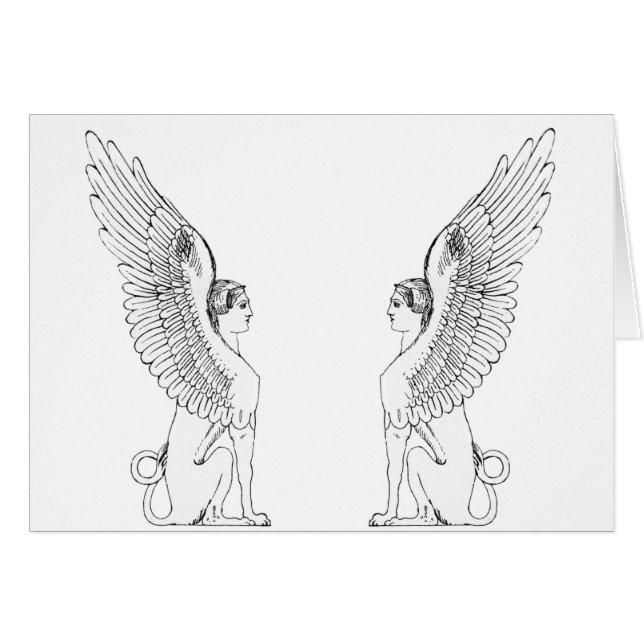 Vintage Sphinx-illustration Hälsningskort (Framsidan Horizontal)