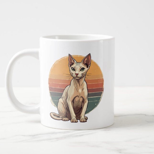 Vintage Sphynx Katt Mamma Retro Konst Jumbo Mugg (Vänster)