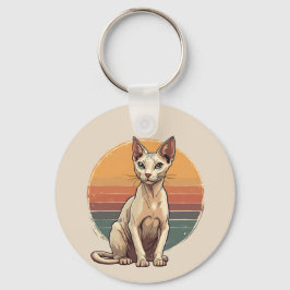 Vintage Sphynx Katt Mamma Retro Konst Nyckelring