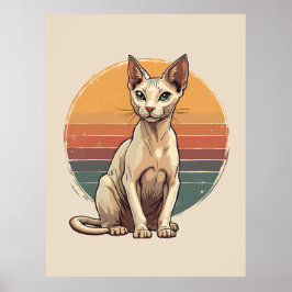 Vintage Sphynx Katt Mamma Retro Konst Poster