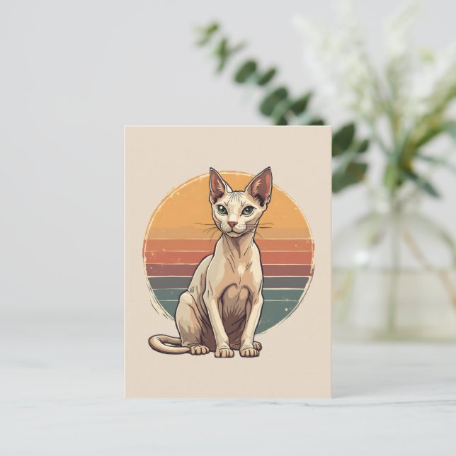 Vintage Sphynx Katt Mamma Retro Konst Vykort (Stående Fram)