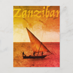 Vintage Spice Islands Zanzibar Travel Postcard Inbjudan Vykort