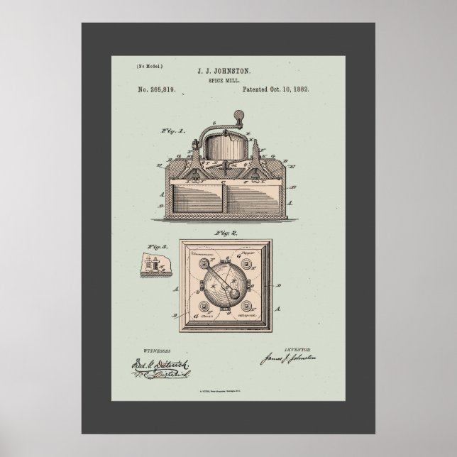 Vintage Spice Mill Patent Poster (Framsidan)