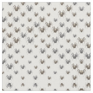 Vintage Spiders Creepy White Grått Funny Mönster Tyg